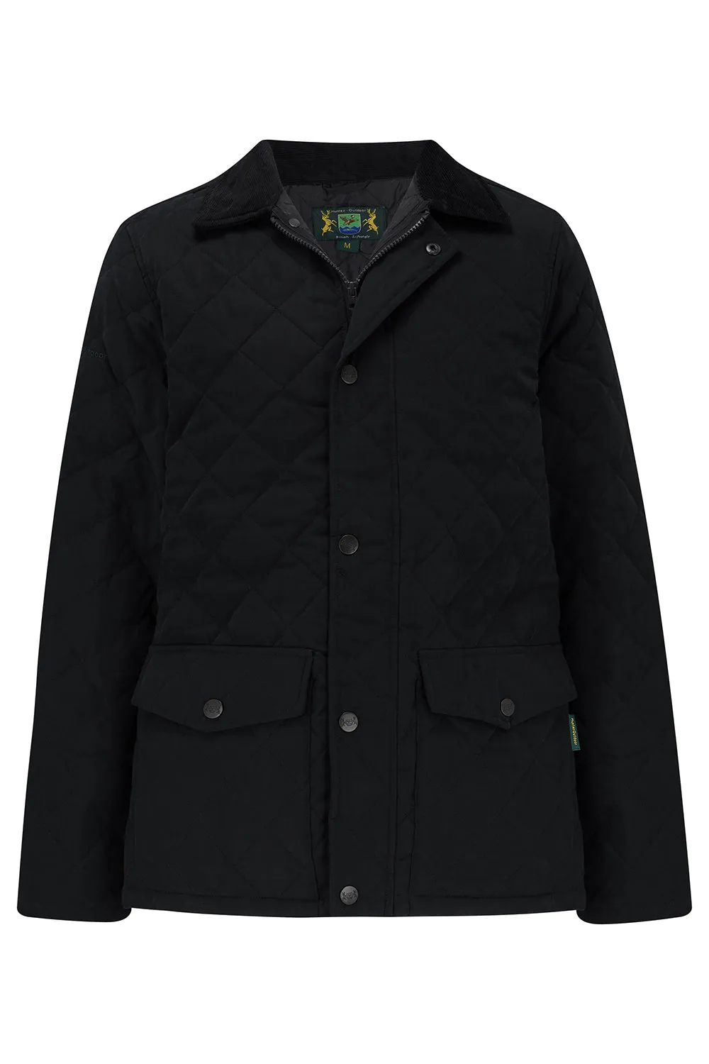 Tweed Outdoor Quilted Coat in Black