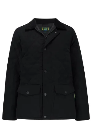 Tweed Outdoor Quilted Coat in Black