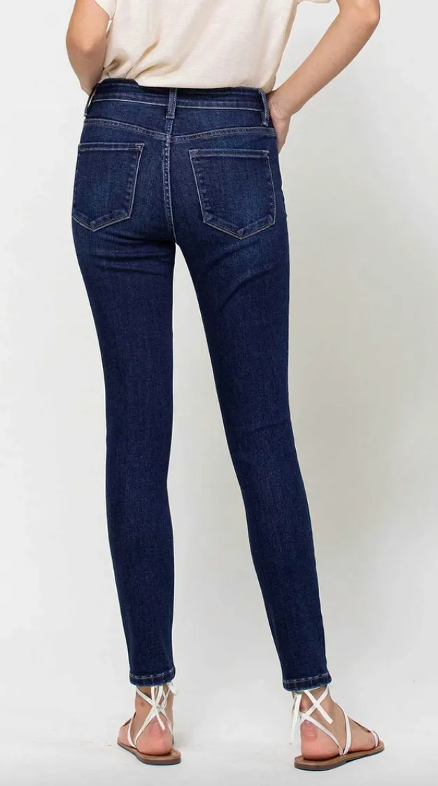 Vera - High Rise Dark Wash Skinny Jeans