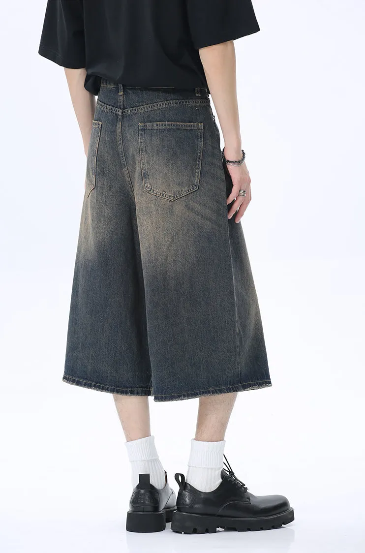 Wide-Leg Denim Culottes