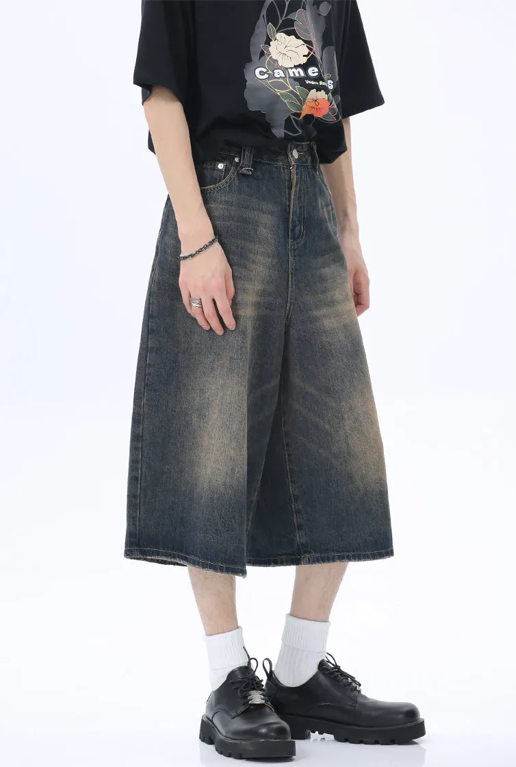 Wide-Leg Denim Culottes