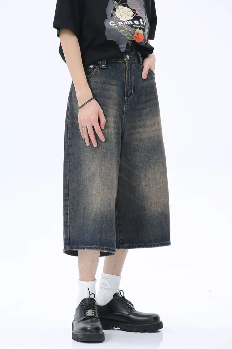 Wide-Leg Denim Culottes