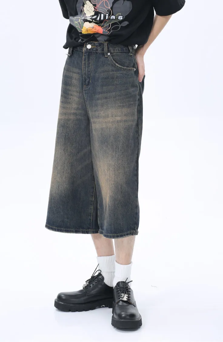 Wide-Leg Denim Culottes