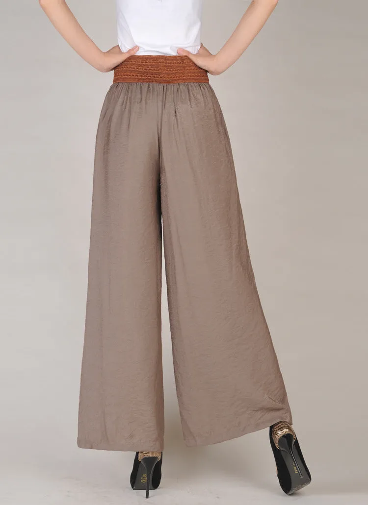 Women Culottes Summer Plus Size Loose Wide Leg Pants High Waist Long Casual Flare Slim Look Pants