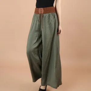 Women Culottes Summer Plus Size Loose Wide Leg Pants High Waist Long Casual Flare Slim Look Pants