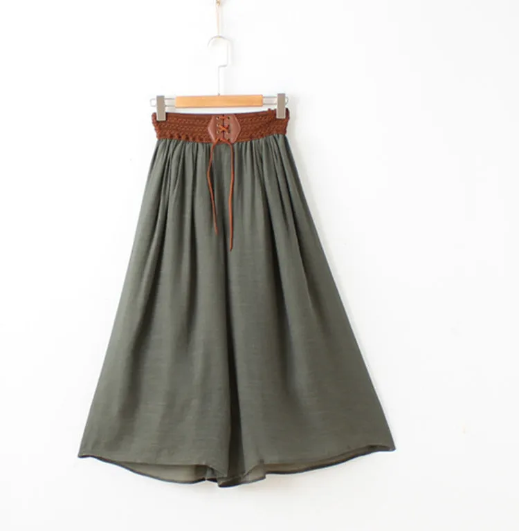 Women Culottes Summer Plus Size Loose Wide Leg Pants High Waist Long Casual Flare Slim Look Pants