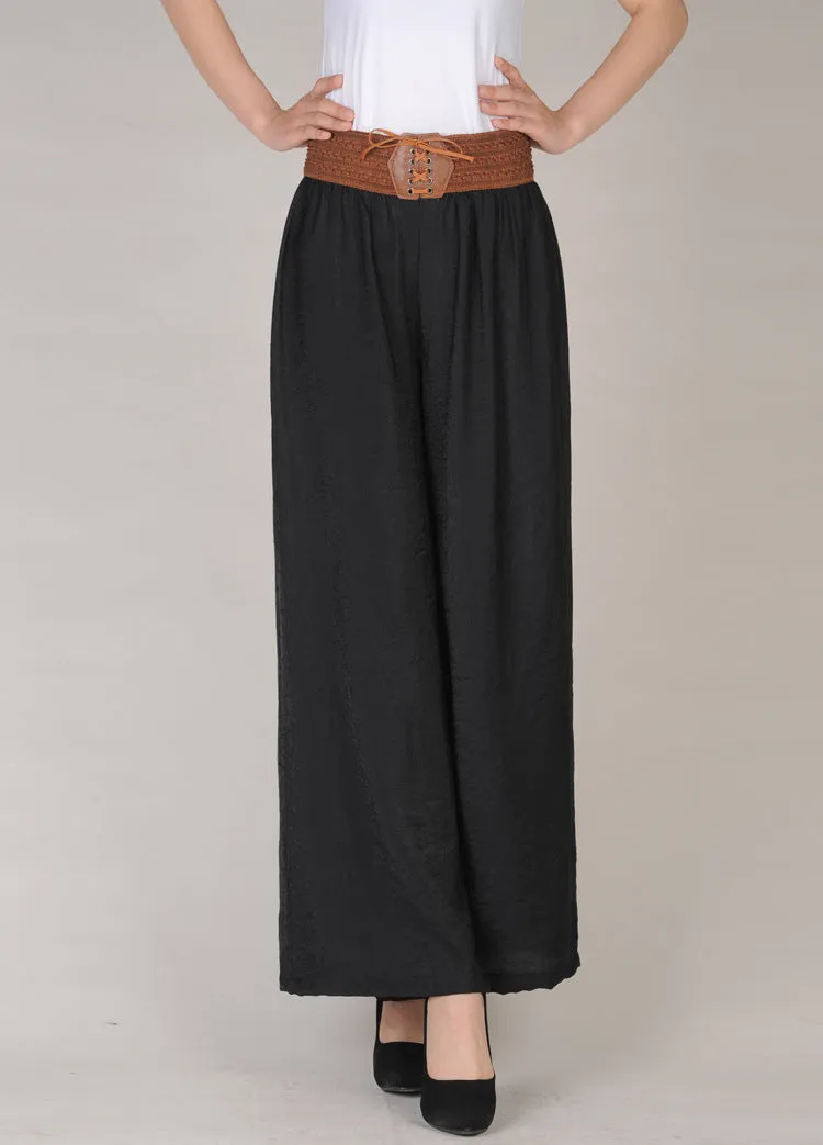 Women Culottes Summer Plus Size Loose Wide Leg Pants High Waist Long Casual Flare Slim Look Pants