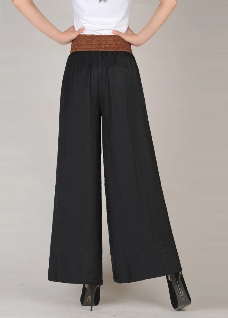 Women Culottes Summer Plus Size Loose Wide Leg Pants High Waist Long Casual Flare Slim Look Pants