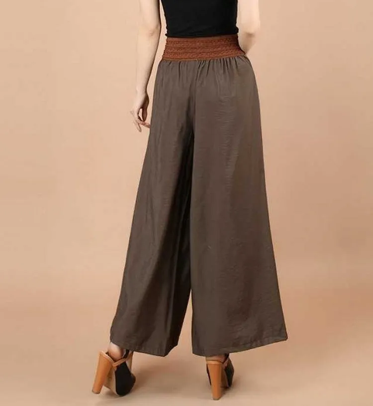 Women Culottes Summer Plus Size Loose Wide Leg Pants High Waist Long Casual Flare Slim Look Pants