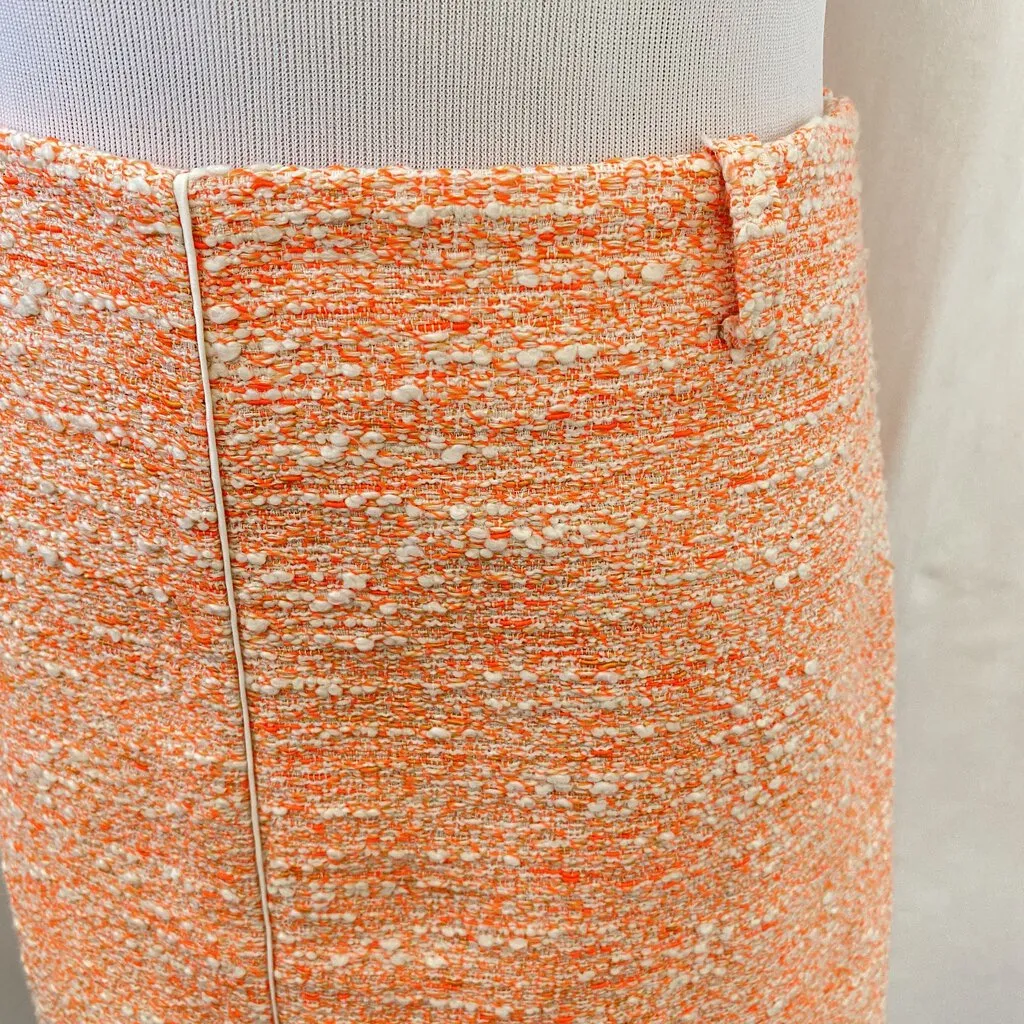 women Hugo Boss Hugo Boss Neon Orange & Cream Tweed Pencil Skirt Size 8 Orange Skirt 8