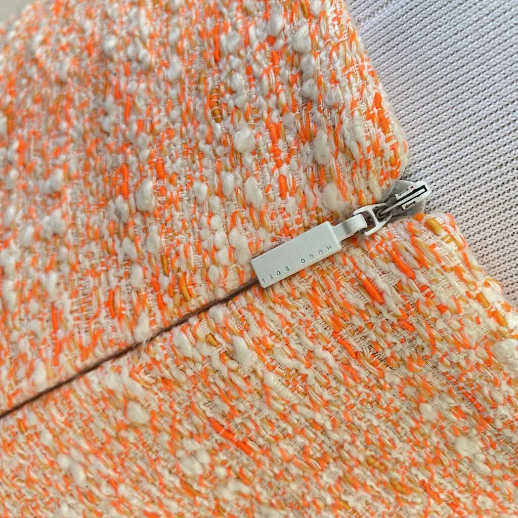 women Hugo Boss Hugo Boss Neon Orange & Cream Tweed Pencil Skirt Size 8 Orange Skirt 8