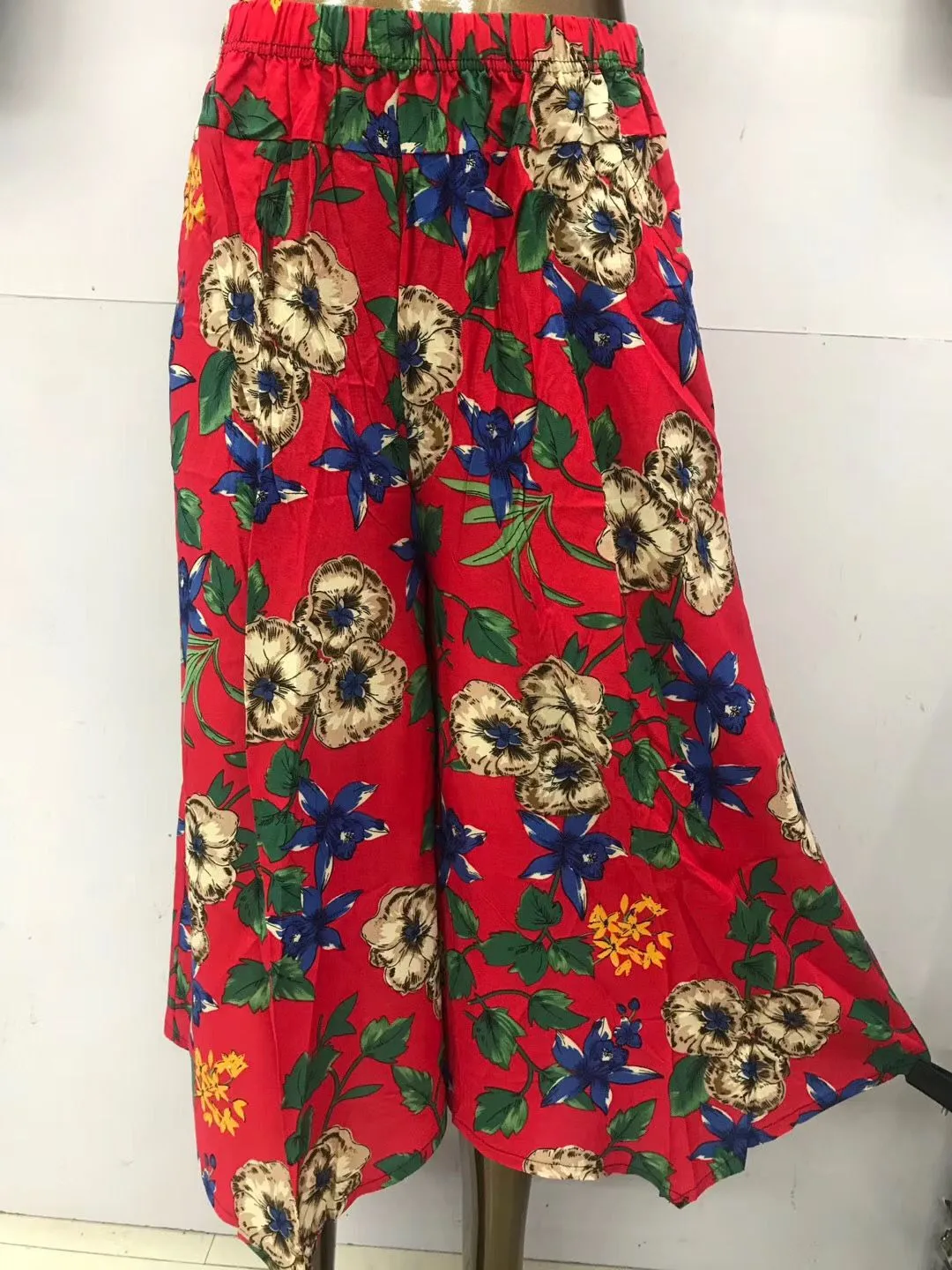 Women Pants Cultural Cotton Blend Wide Leg Elderly Mom Summer Popular Culottes