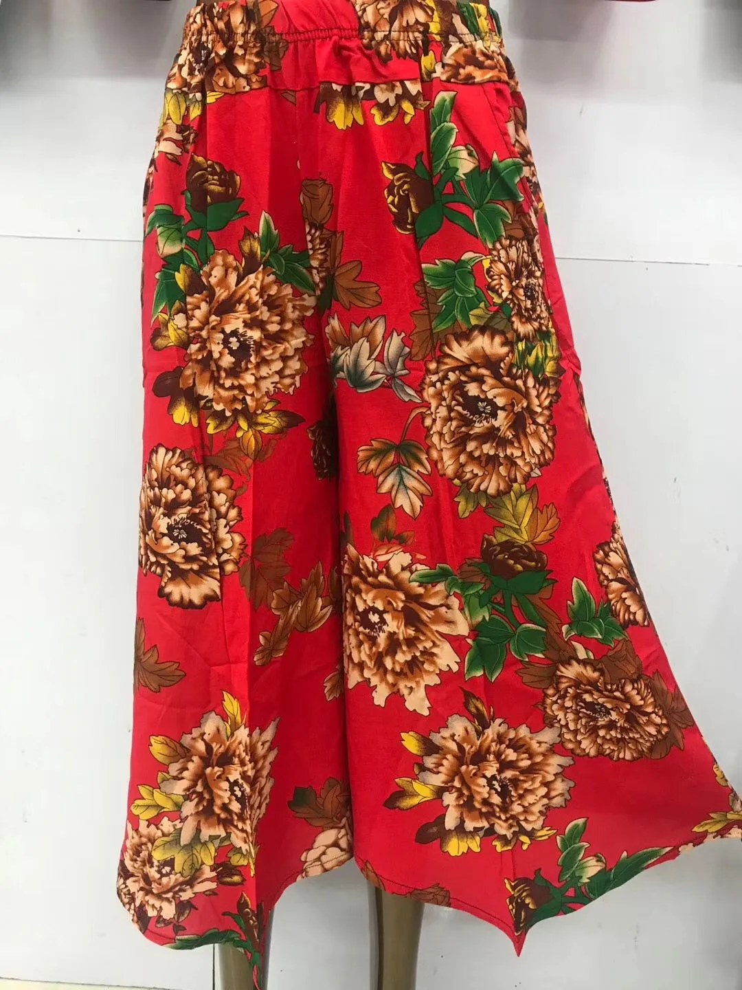 Women Pants Cultural Cotton Blend Wide Leg Elderly Mom Summer Popular Culottes
