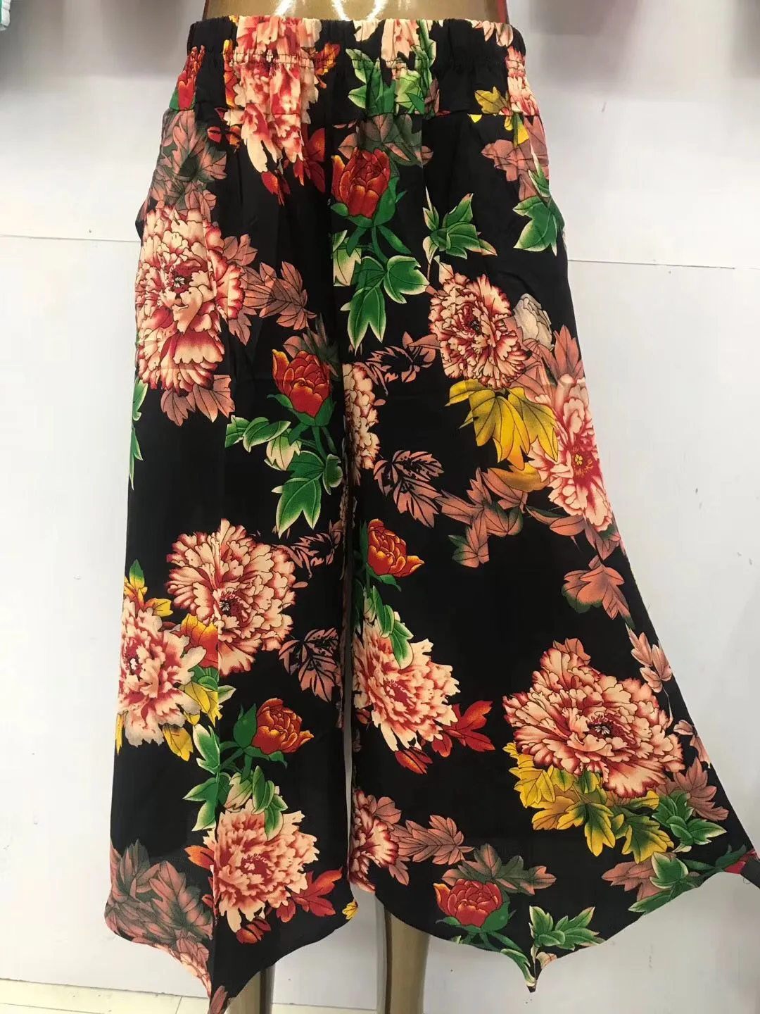 Women Pants Cultural Cotton Blend Wide Leg Elderly Mom Summer Popular Culottes