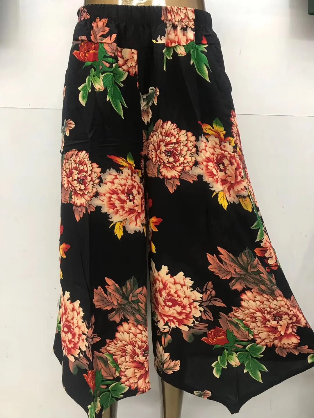 Women Pants Cultural Cotton Blend Wide Leg Elderly Mom Summer Popular Culottes
