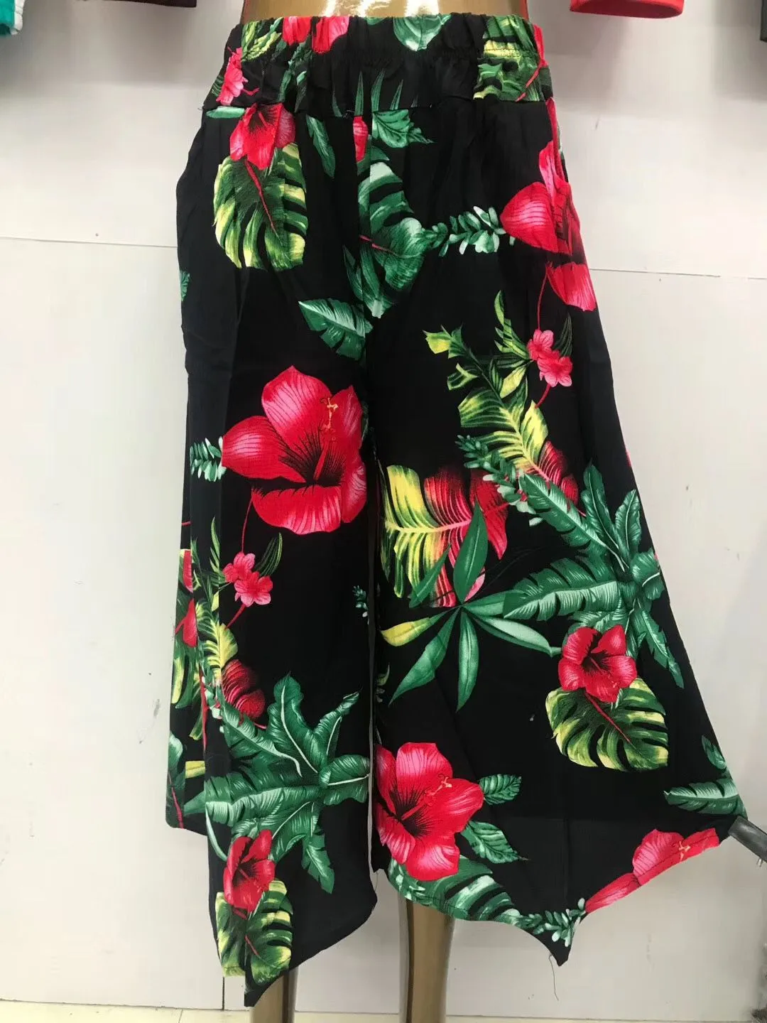 Women Pants Cultural Cotton Blend Wide Leg Elderly Mom Summer Popular Culottes