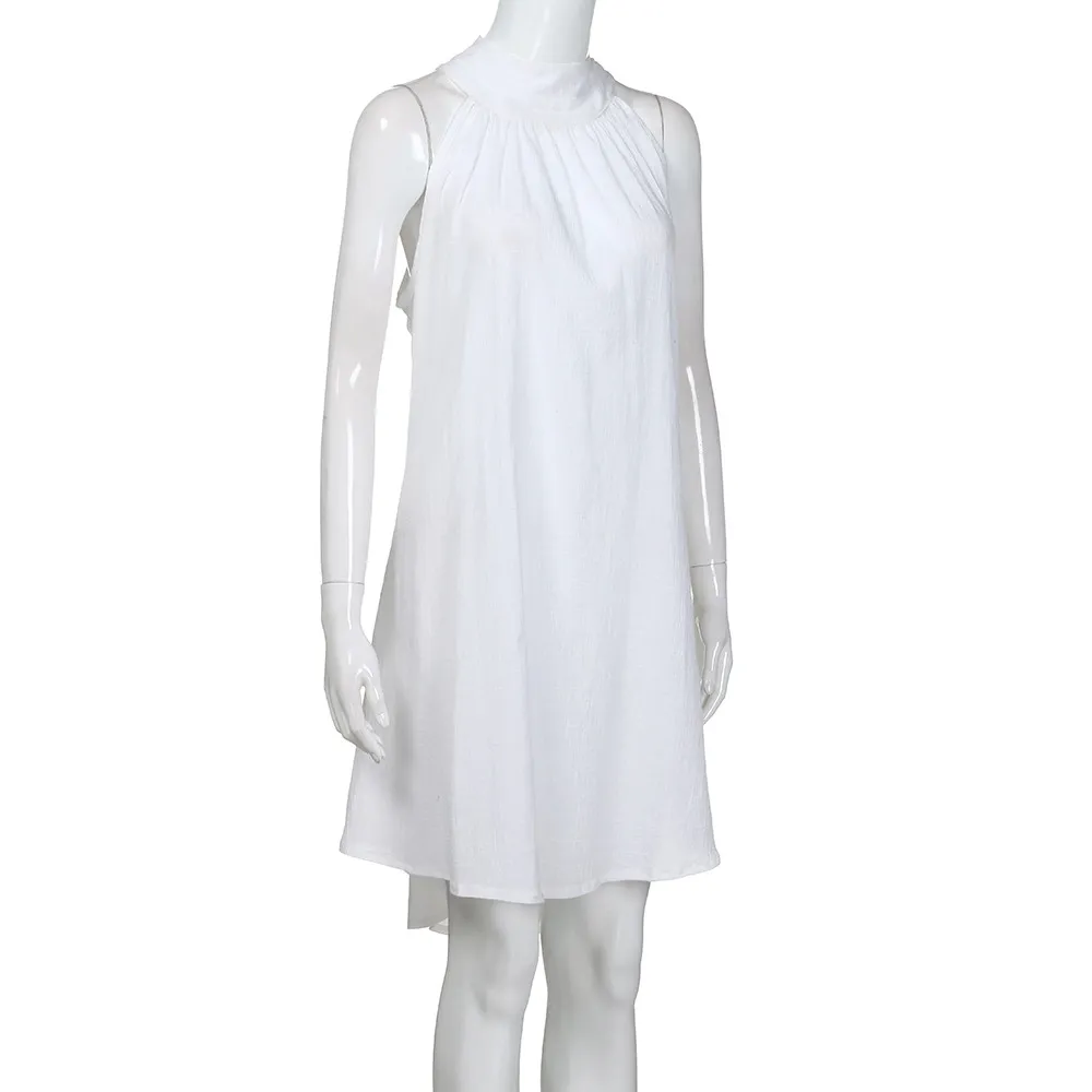 Women's Summer Beach O-Neck Sleeveless Loose Dress