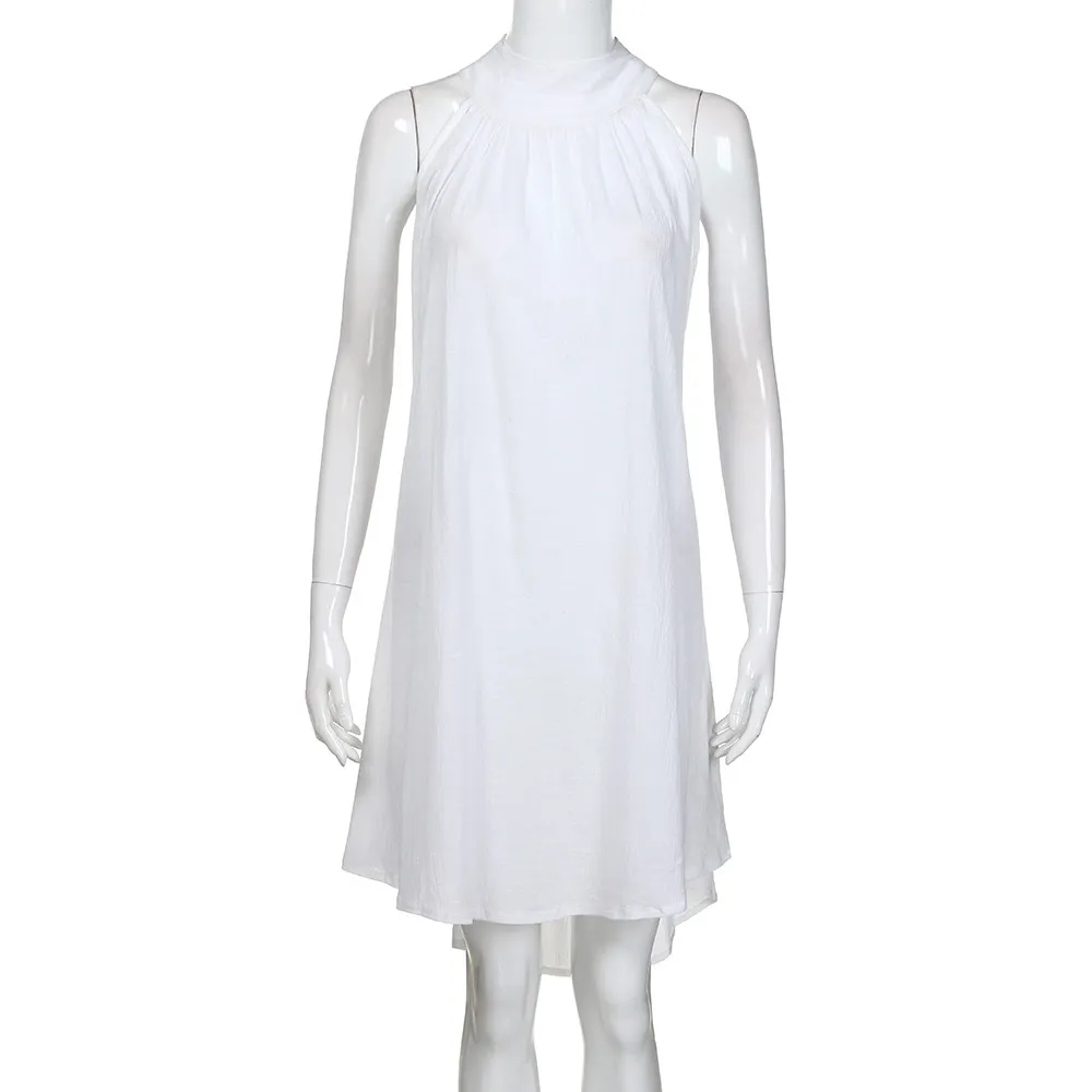 Women's Summer Beach O-Neck Sleeveless Loose Dress