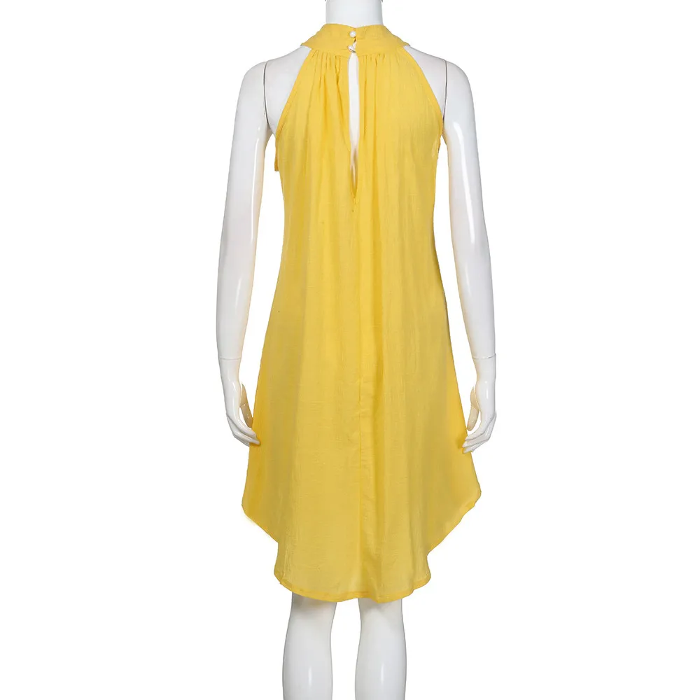 Women's Summer Beach O-Neck Sleeveless Loose Dress