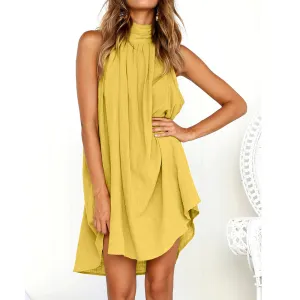 Women's Summer Beach O-Neck Sleeveless Loose Dress