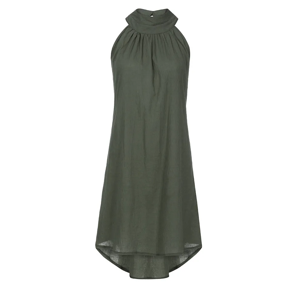 Women's Summer Beach O-Neck Sleeveless Loose Dress