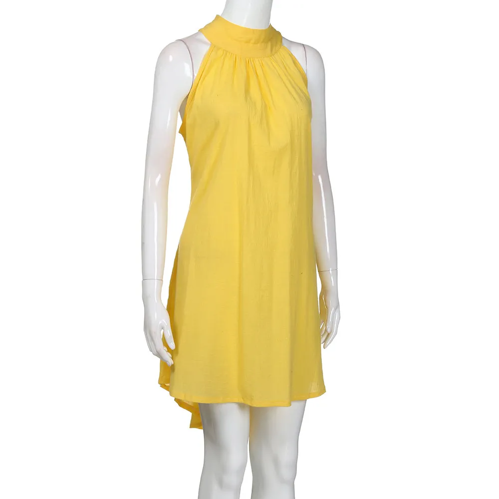 Women's Summer Beach O-Neck Sleeveless Loose Dress