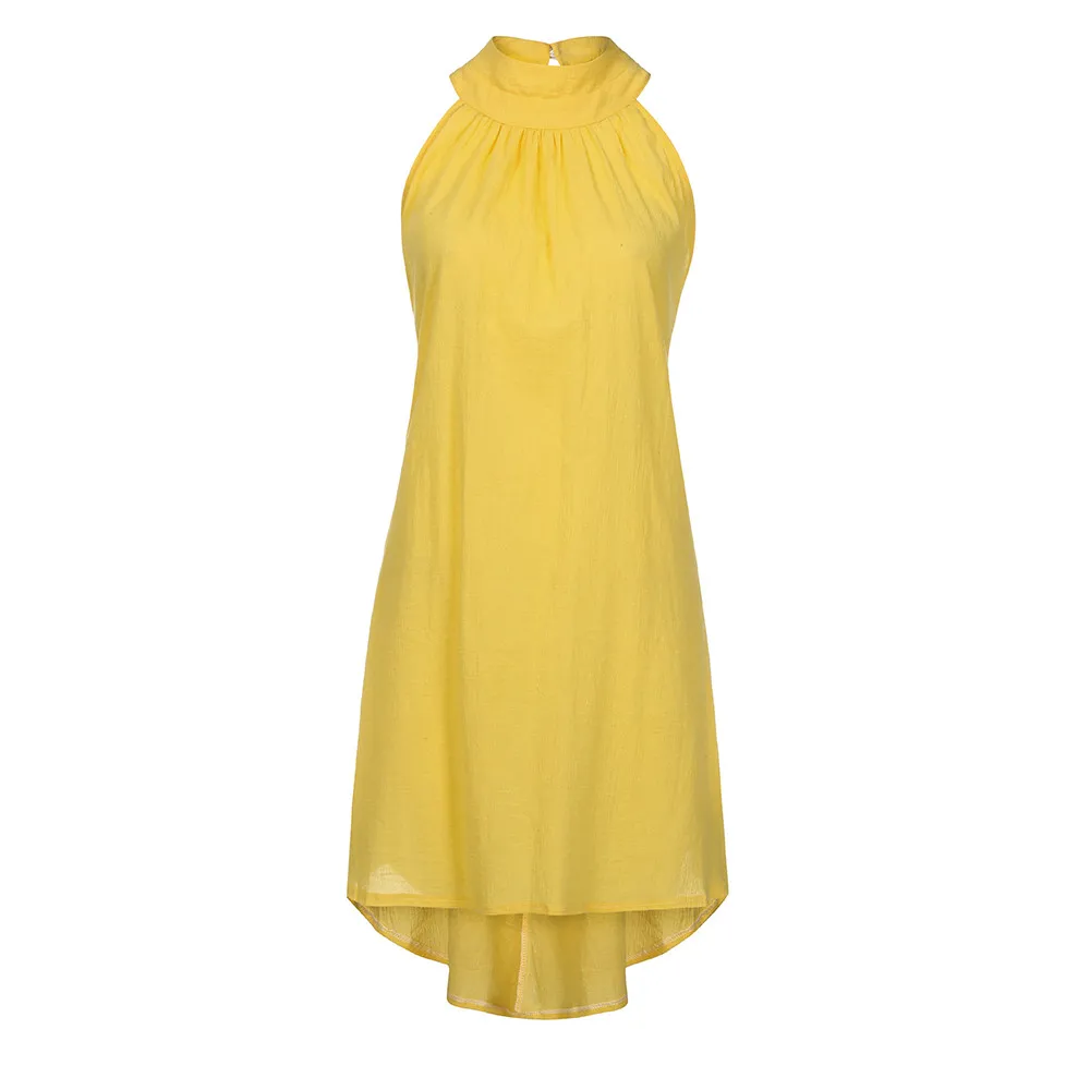 Women's Summer Beach O-Neck Sleeveless Loose Dress