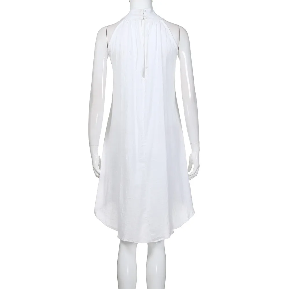 Women's Summer Beach O-Neck Sleeveless Loose Dress