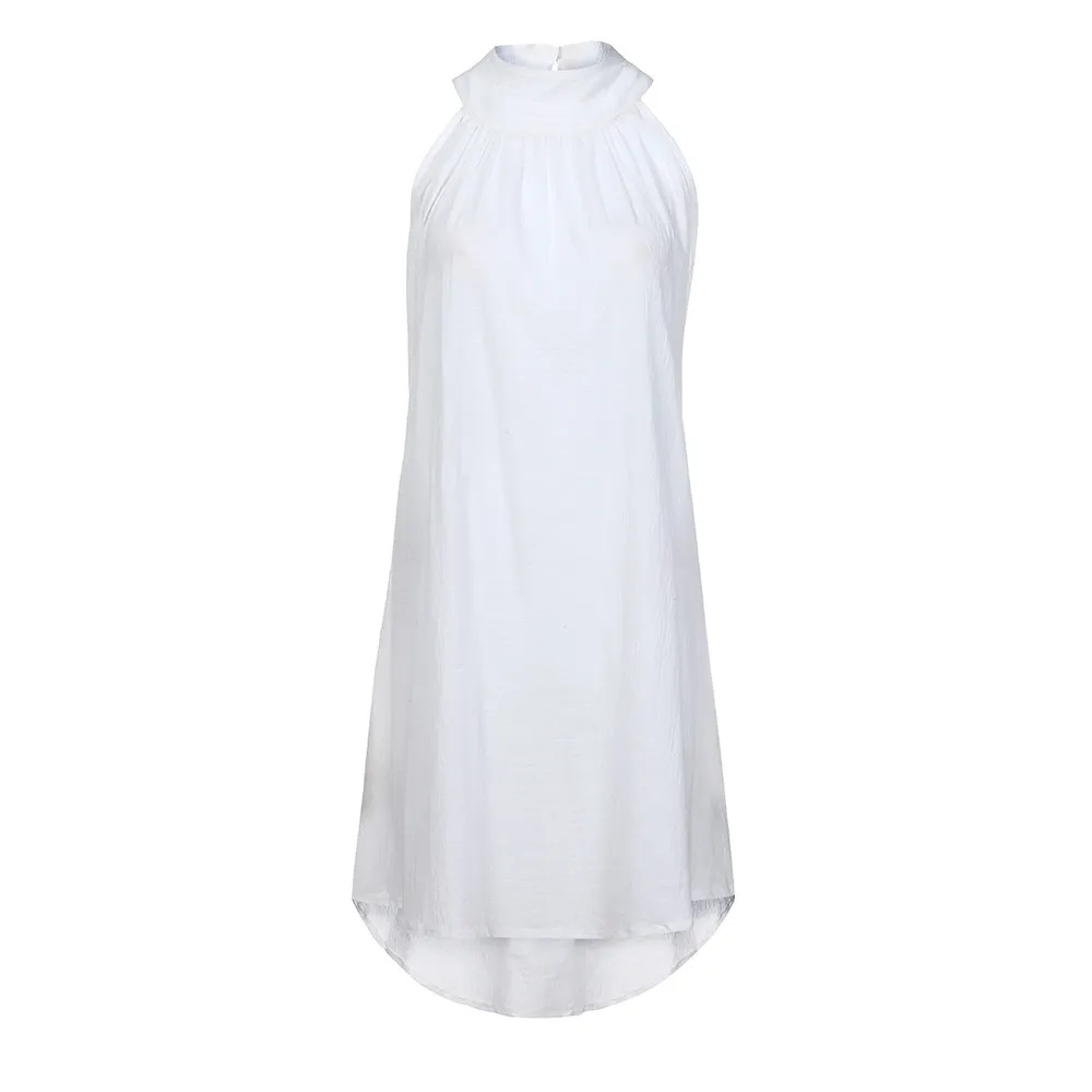 Women's Summer Beach O-Neck Sleeveless Loose Dress