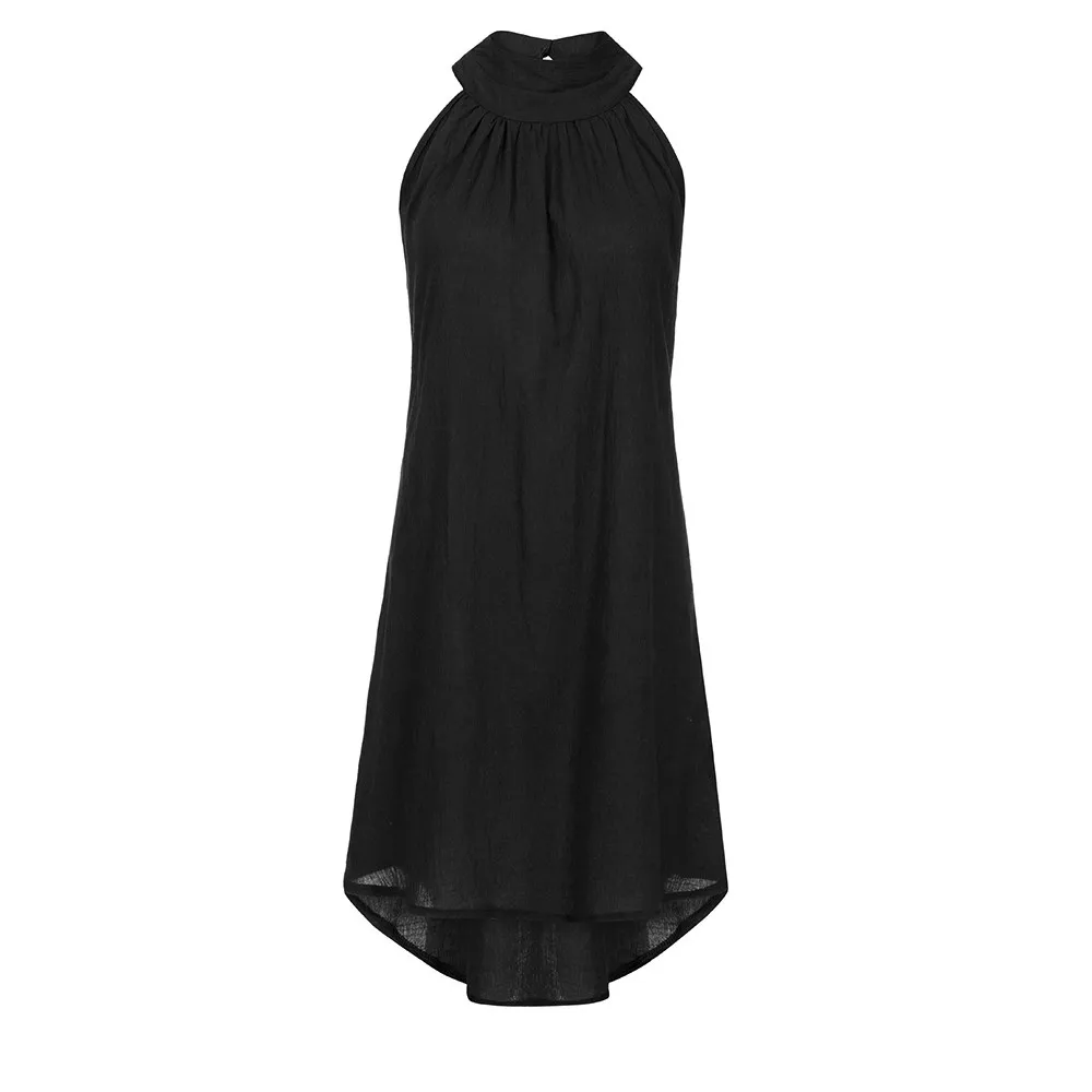 Women's Summer Beach O-Neck Sleeveless Loose Dress