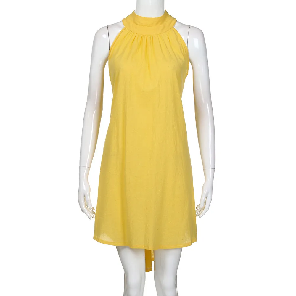Women's Summer Beach O-Neck Sleeveless Loose Dress
