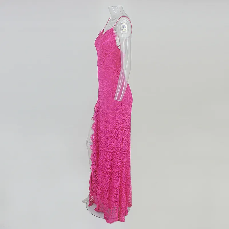 Women's Summer Lace V-Neck Backless Long Wedding Dress