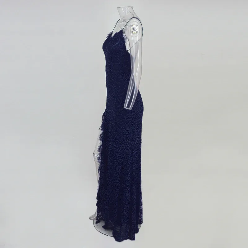 Women's Summer Lace V-Neck Backless Long Wedding Dress