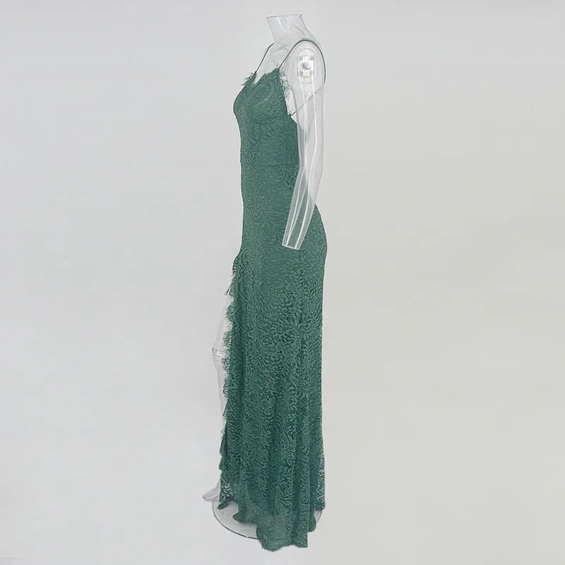 Women's Summer Lace V-Neck Backless Long Wedding Dress
