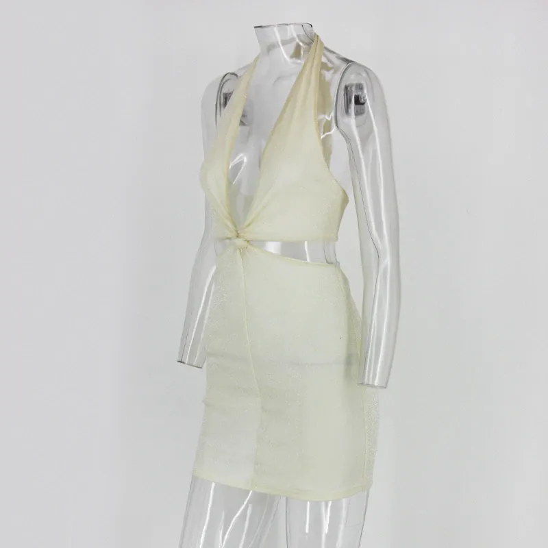 Women's Summer Mesh V-Neck Sheath Mini Dress