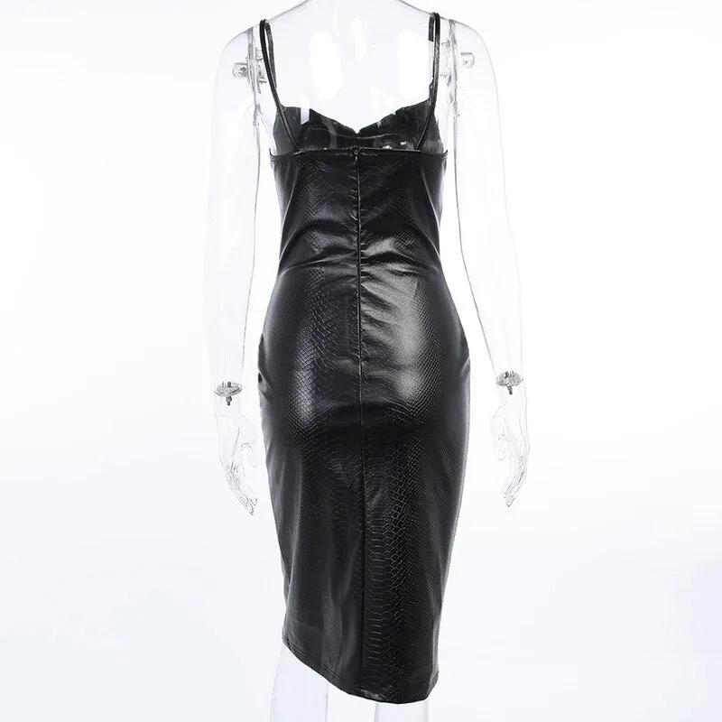 Women's Summer PU Leather Slim Dress