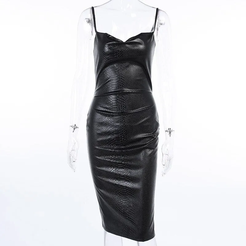 Women's Summer PU Leather Slim Dress