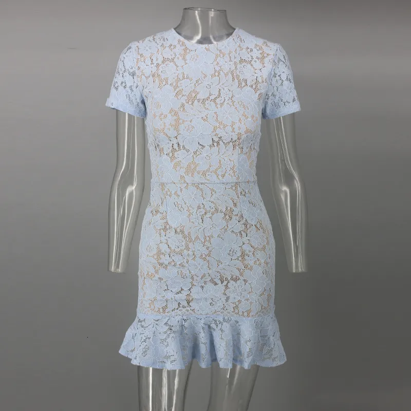 Women's Summer Sheath Backless Lace O-Neck Dress