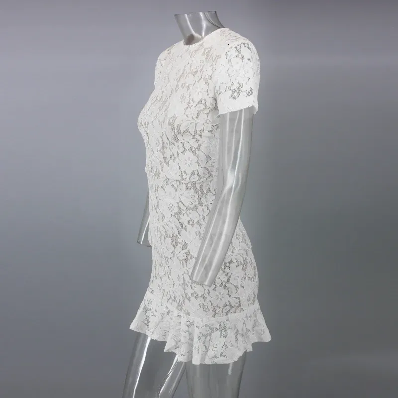 Women's Summer Sheath Backless Lace O-Neck Dress