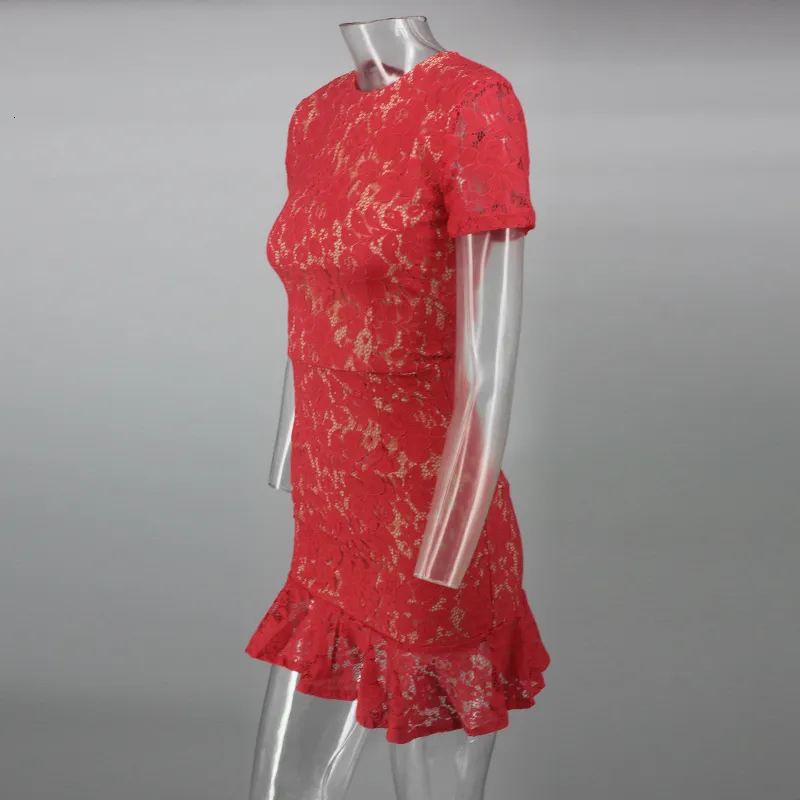 Women's Summer Sheath Backless Lace O-Neck Dress