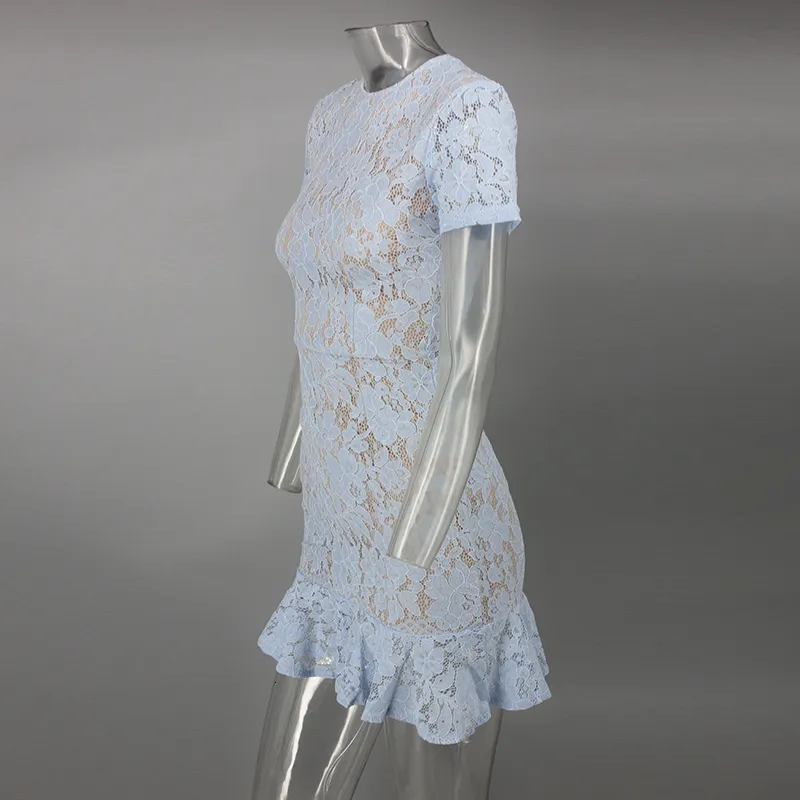 Women's Summer Sheath Backless Lace O-Neck Dress